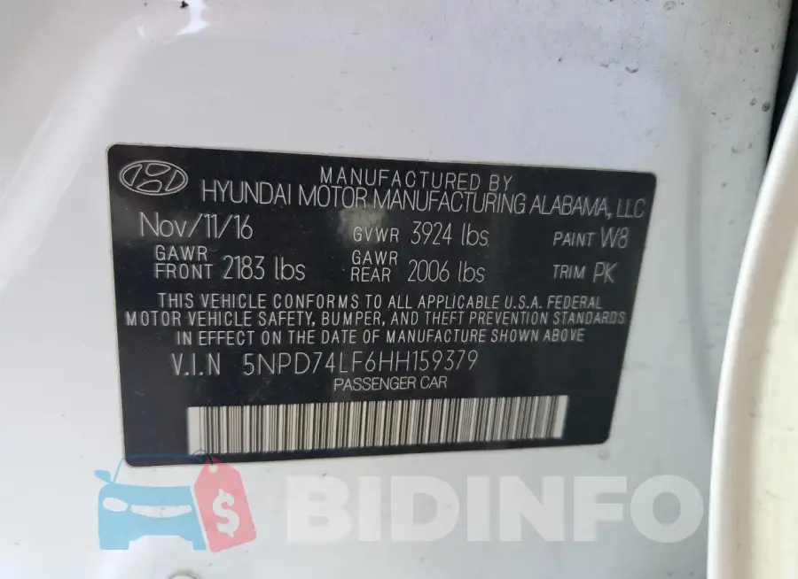 5NPD74LF6HH159379 Photo# 12