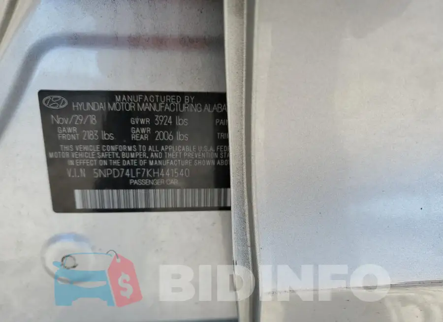 5NPD74LF7KH441540 Photo# 10