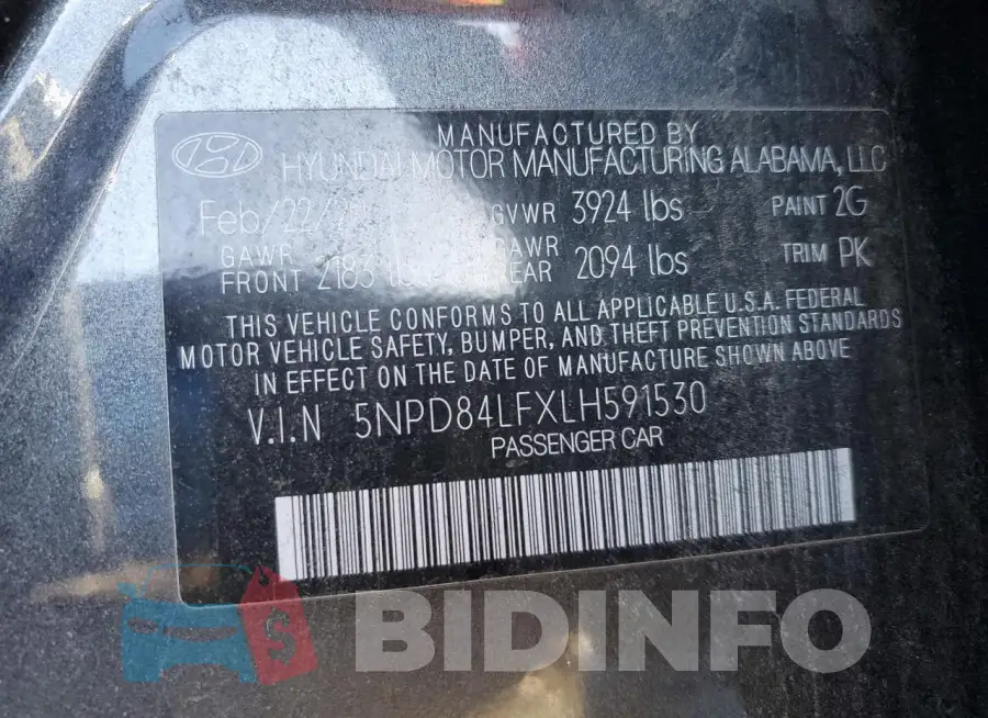 5NPD84LFXLH591530 Photo# 12