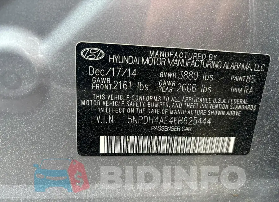 5NPDH4AE4FH625444 Photo# 10