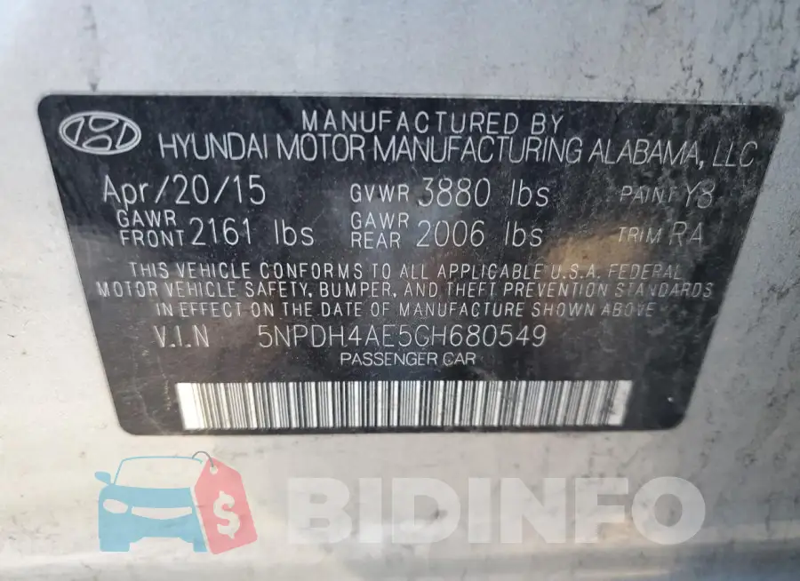 5NPDH4AE5GH680549 Photo# 12