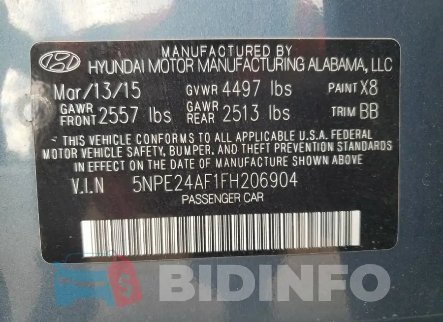 5NPE24AF1FH206904 Photo# 12