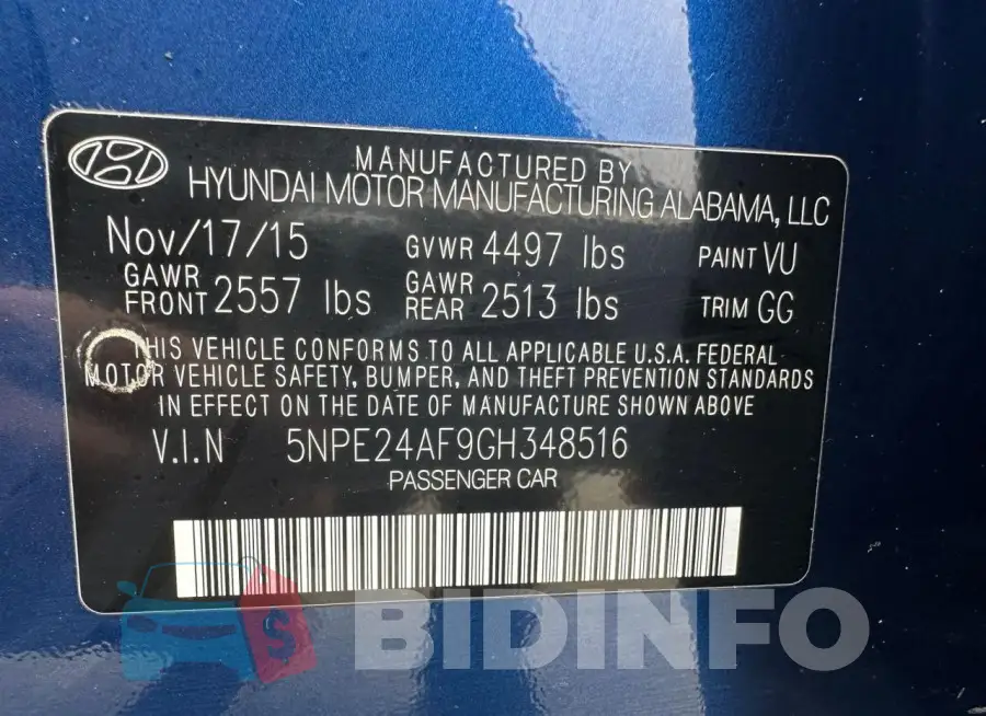 5NPE24AF9GH348516 Photo# 10