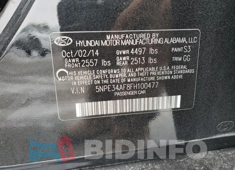 5NPE34AF8FH100477 Photo# 12