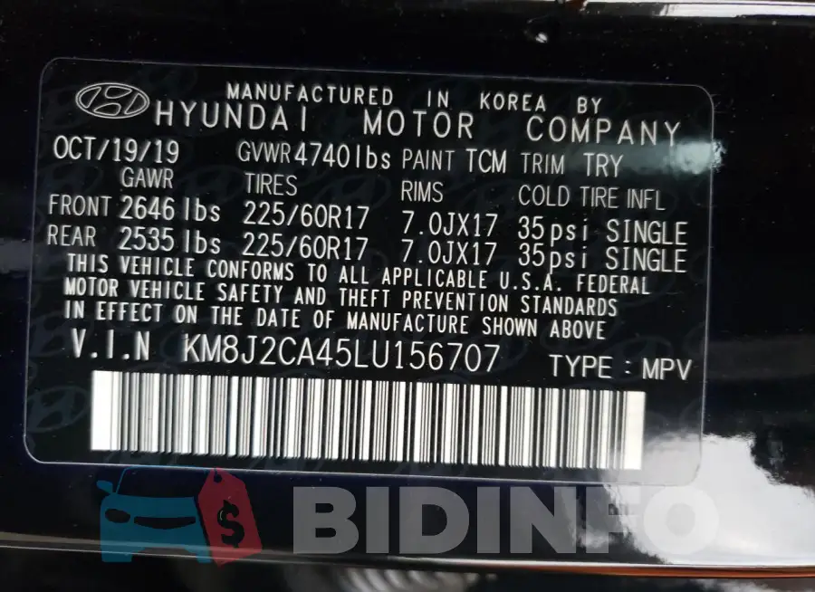 KM8J2CA45LU156707 Photo# 13