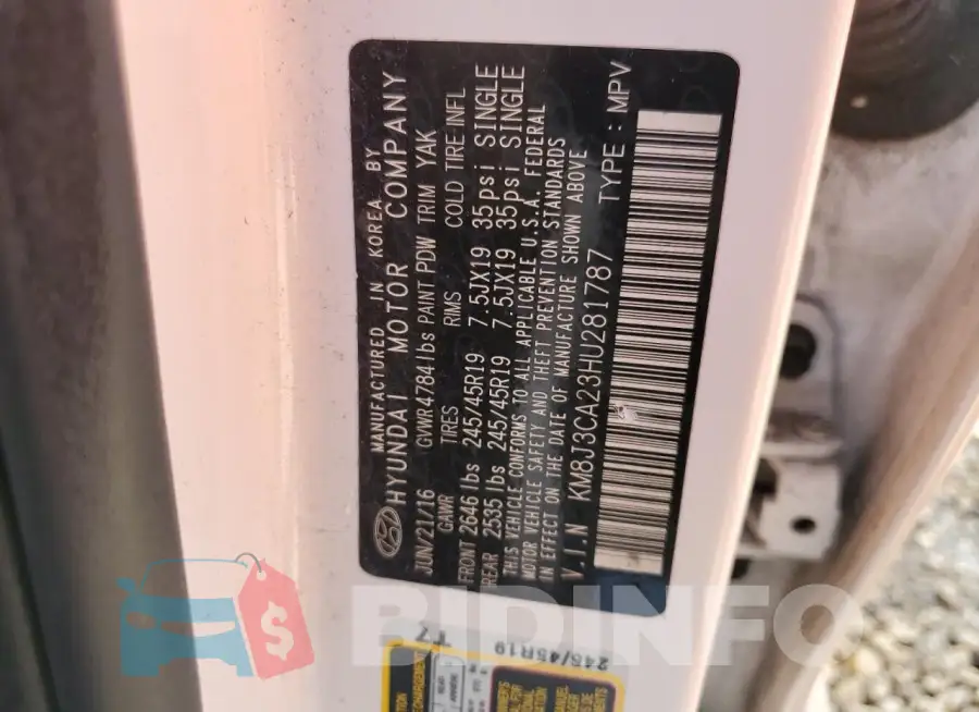 KM8J3CA23HU281787 Photo# 13