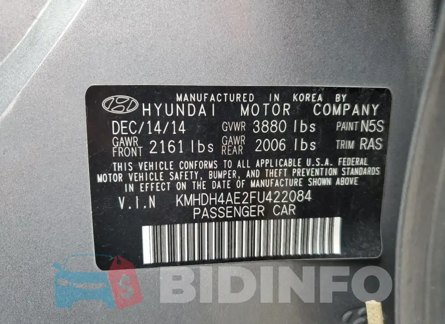 KMHDH4AE2FU422084 Photo# 12