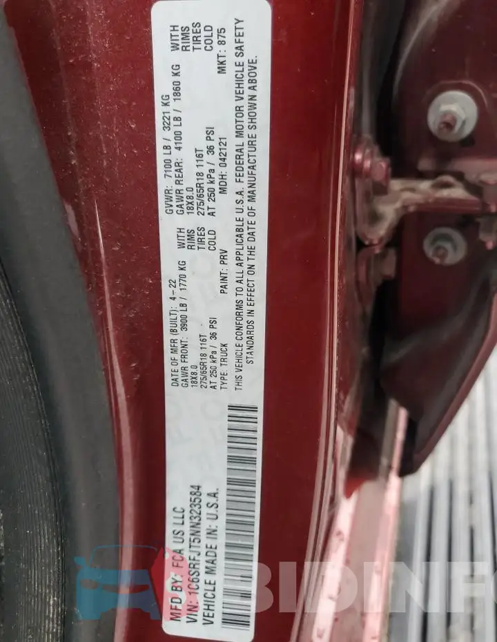 1C6SRFJT5NN323584 Photo# 12