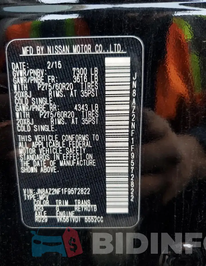 JN8AZ2NF1F9572822 Photo# 13