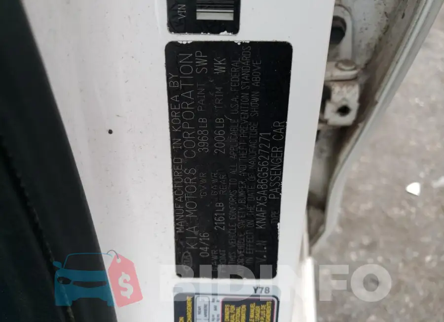 KNAFX5A86G5627271 Photo# 12