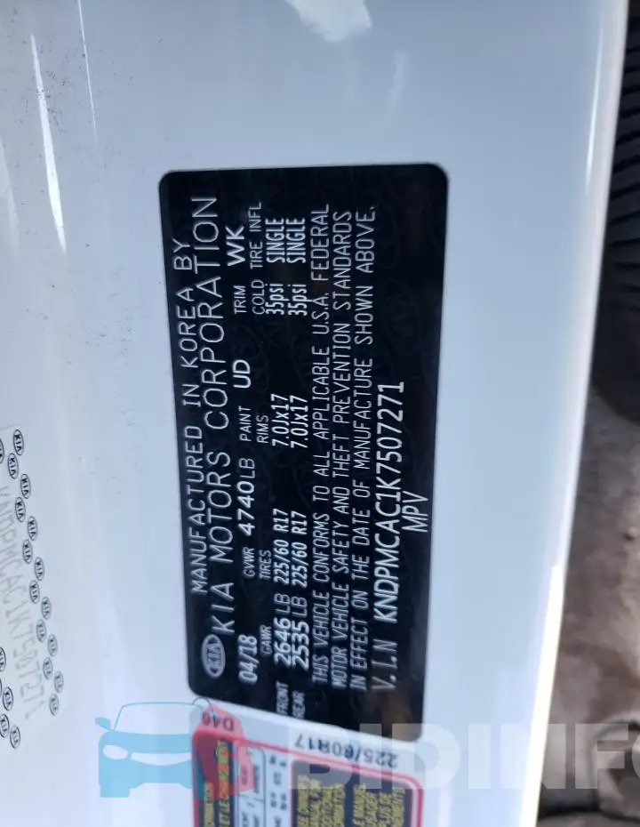 KNDPMCAC1K7507271 Photo# 12