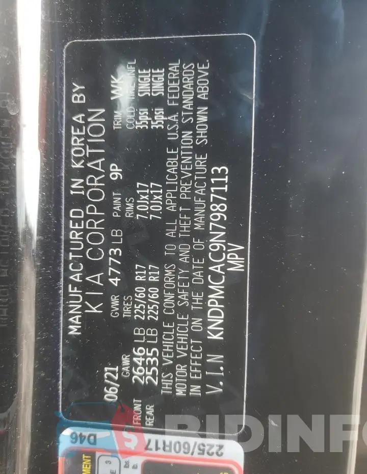 KNDPMCAC9N7987113 Photo# 12