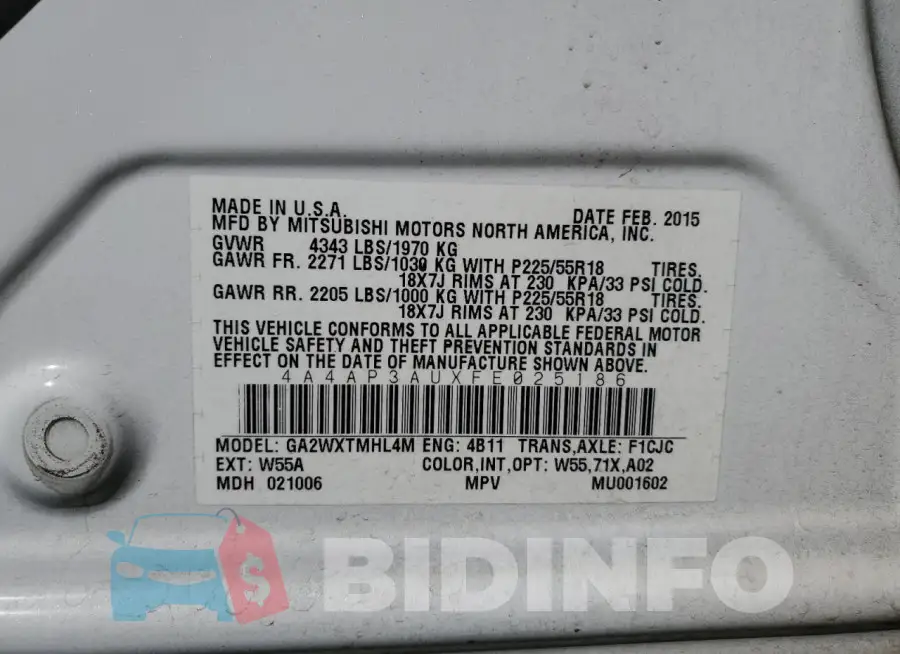 4A4AP3AUXFE025186 Photo# 13