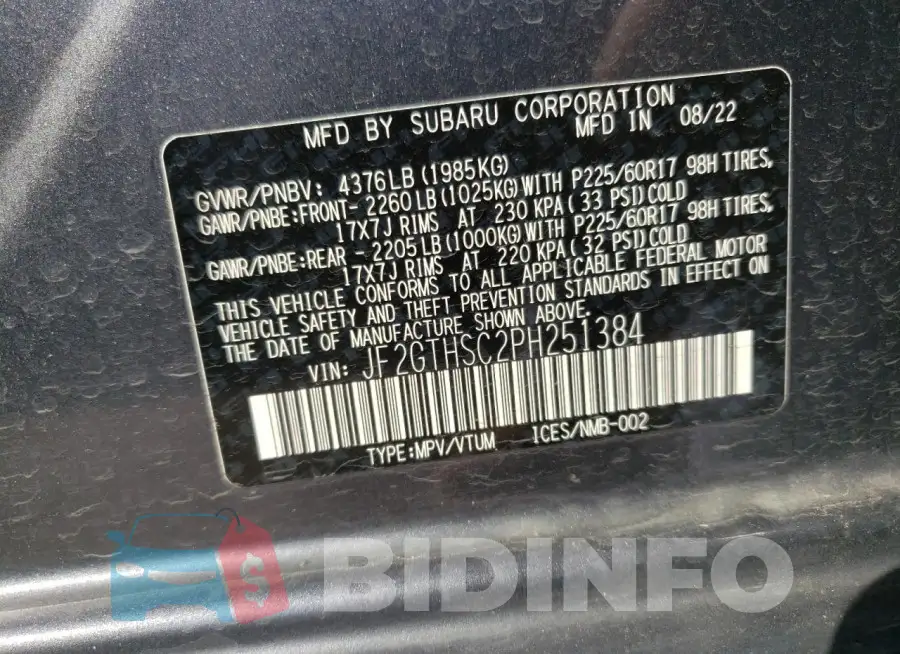 JF2GTHSC2PH251384 Photo# 13