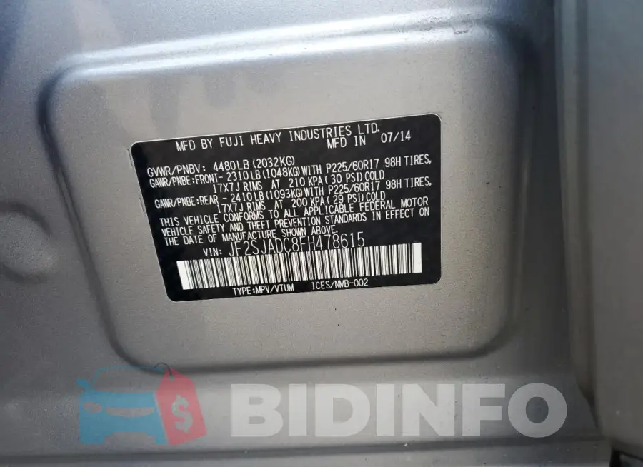 JF2SJADC8FH478615 Photo# 12