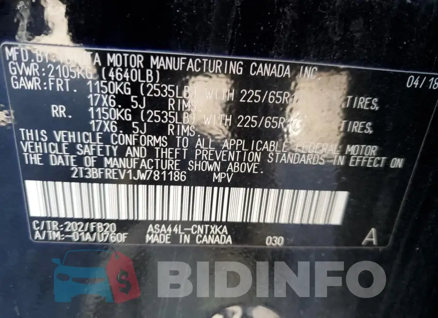 2T3BFREV1JW781186 Photo# 12