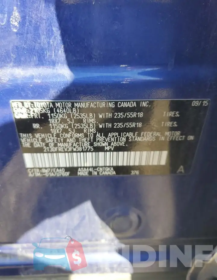 2T3DFREV3FW381775 Photo# 12