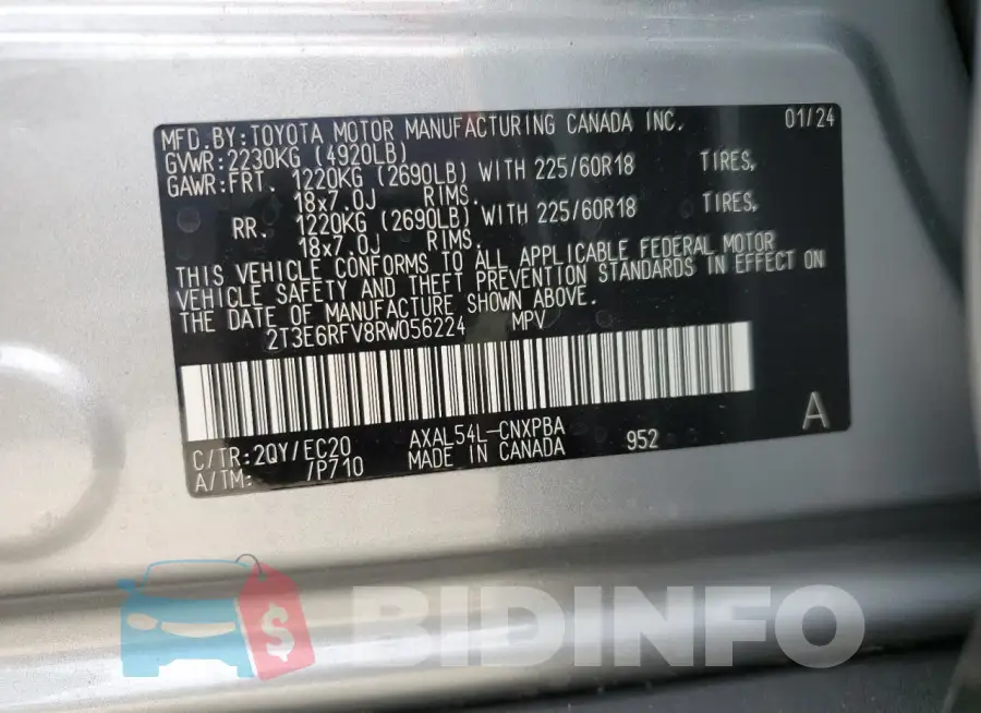 2T3E6RFV8RW056224 Photo# 14