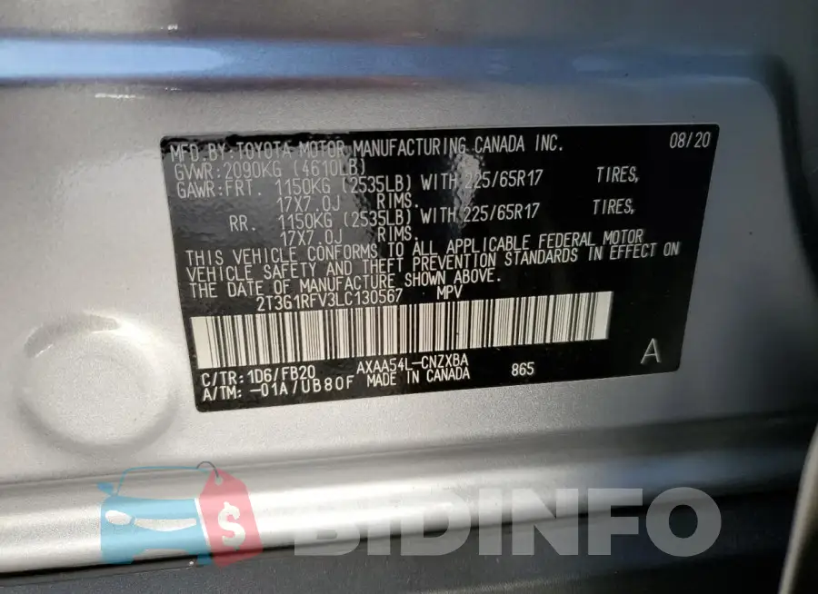 2T3G1RFV3LC130567 Photo# 13