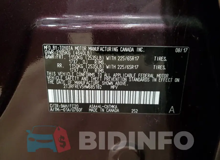 2T3RFREV5HW685182 Photo# 12