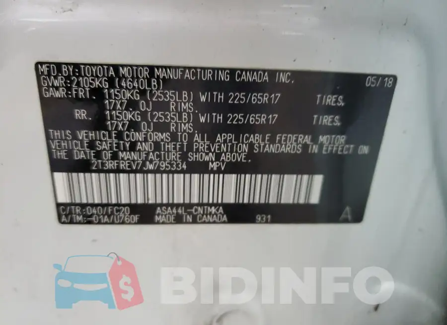 2T3RFREV7JW795334 Photo# 14