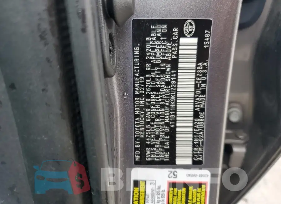 4T1B11HK9KU229141 Photo# 12