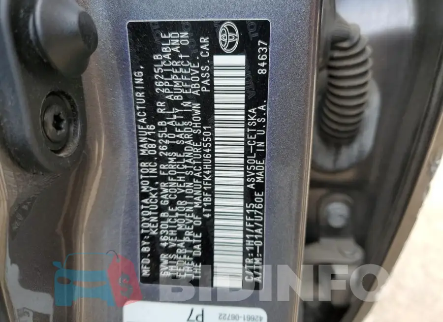 4T1BF1FK4HU645501 Photo# 13