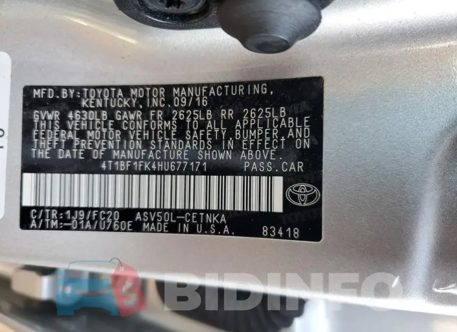 4T1BF1FK4HU677171 Photo# 12