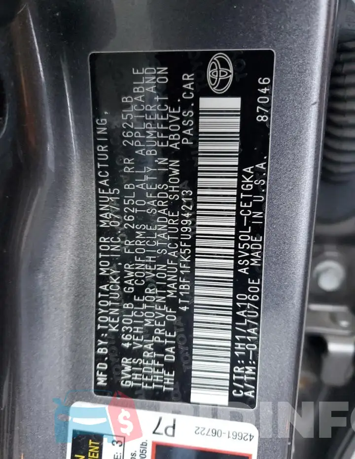 4T1BF1FK5FU994213 Photo# 12