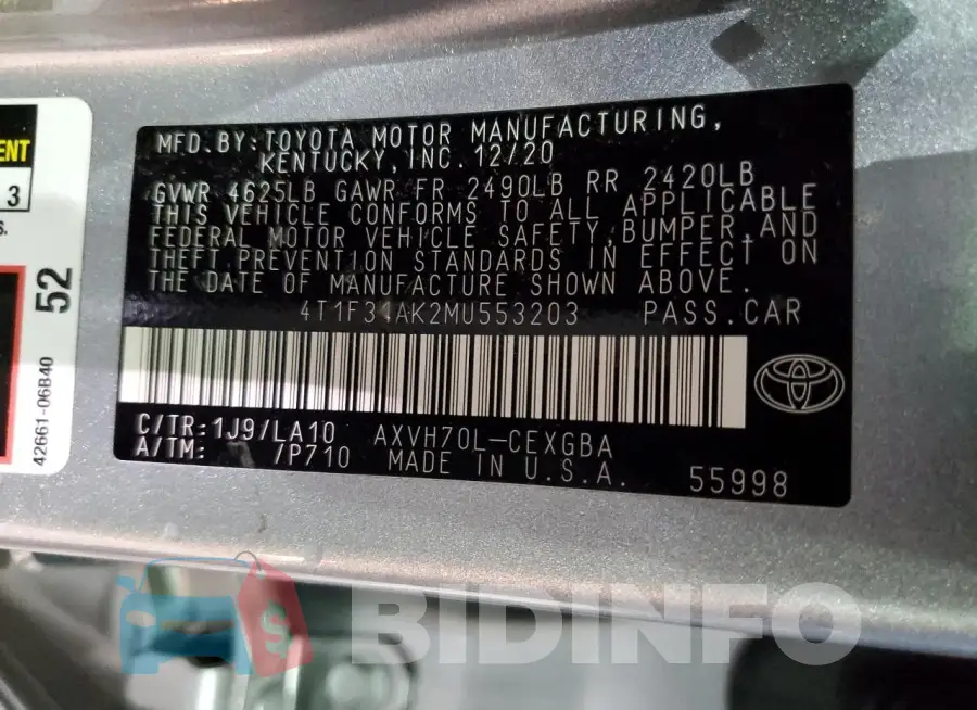 4T1F31AK2MU553203 Photo# 12
