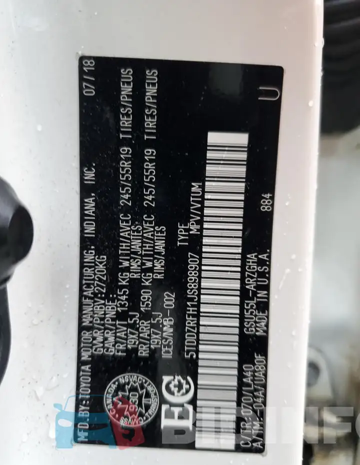 5TDDZRFH1JS898907 Photo# 14