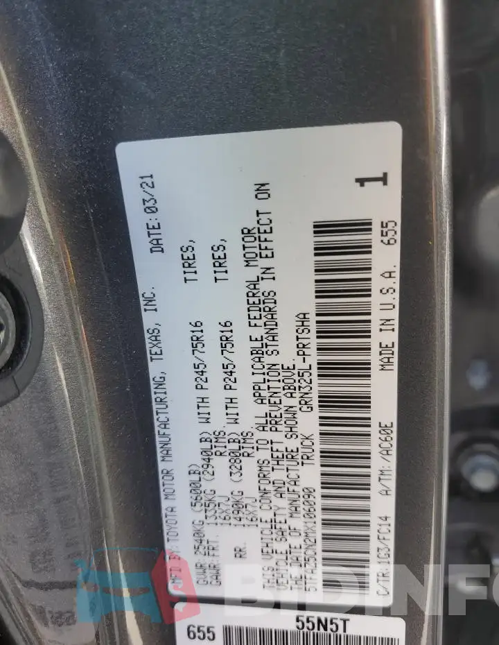 5TFAZ5CN2MX106090 Photo# 13