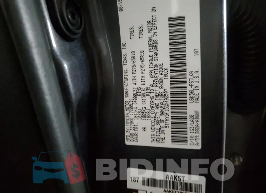 5TFHY5F15GX492597 Photo# 12