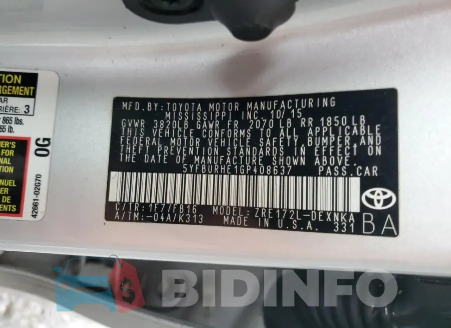 5YFBURHE1GP408637 Photo# 13