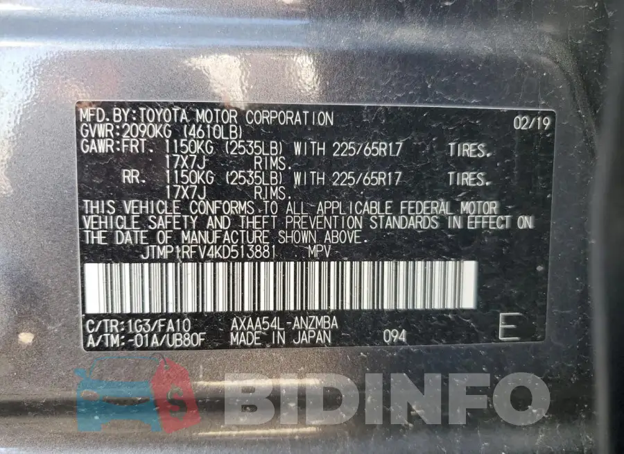 JTMP1RFV4KD513881 Photo# 12
