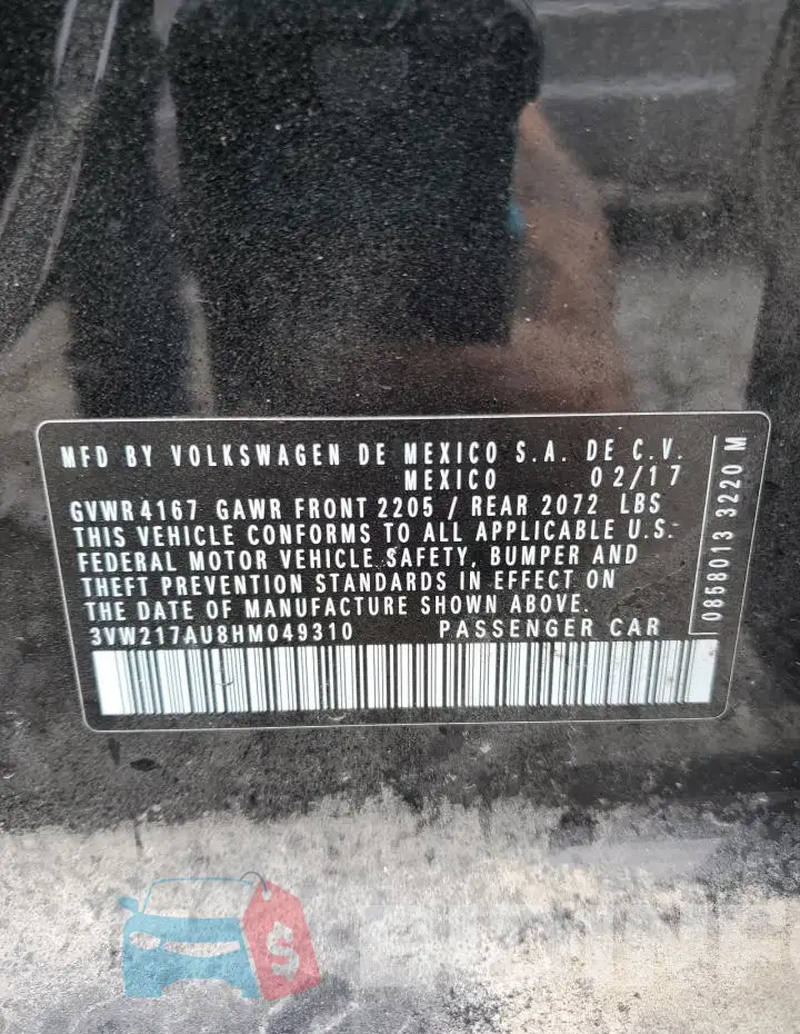 3VW217AU8HM049310 Photo# 13