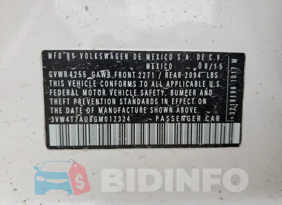 3VW4T7AU8GM012324 Photo# 12