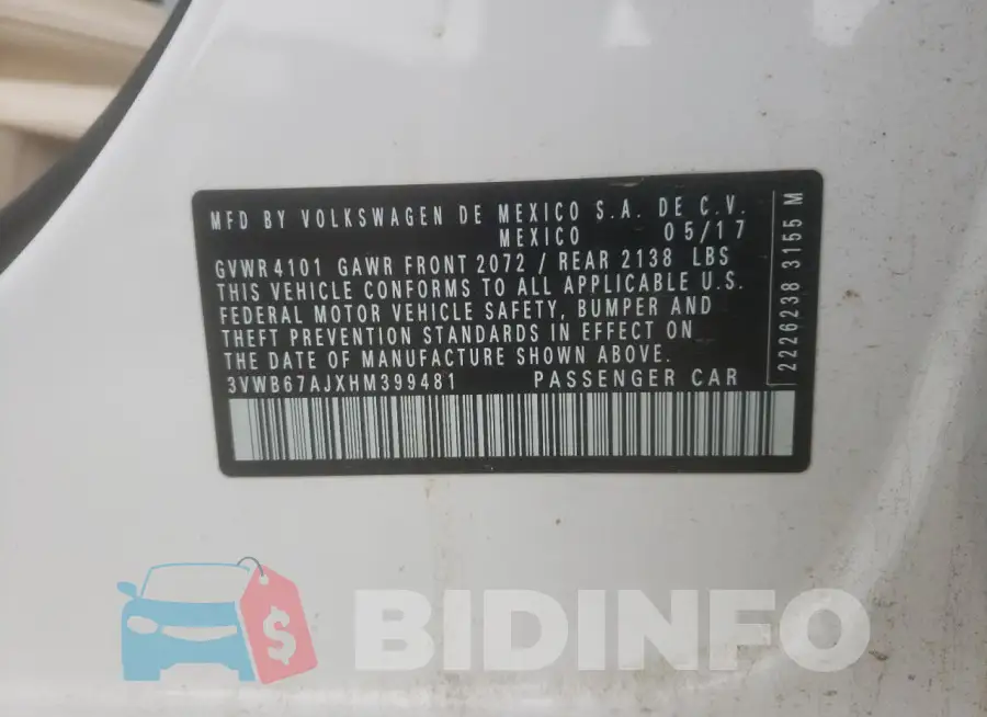 3VWB67AJXHM399481 Photo# 12