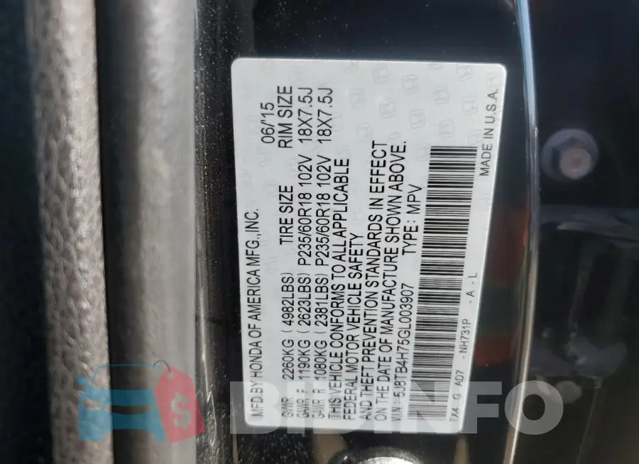 5J8TB4H75GL003907 Photo# 14