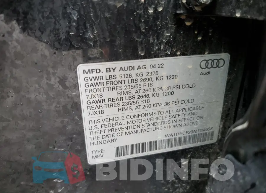WA1DECF39N1114693 Photo# 14