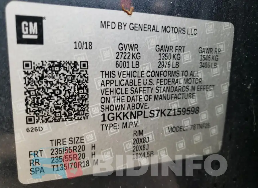 1GKKNPLS7KZ159598 Photo# 14