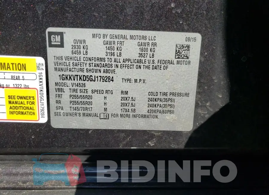 1GKKVTKD5GJ179284 Photo# 13
