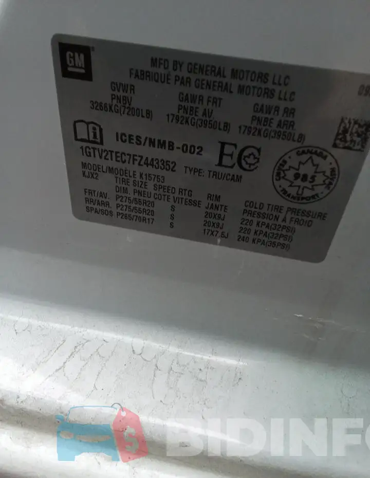 1GTV2TEC7FZ443352 Photo# 12
