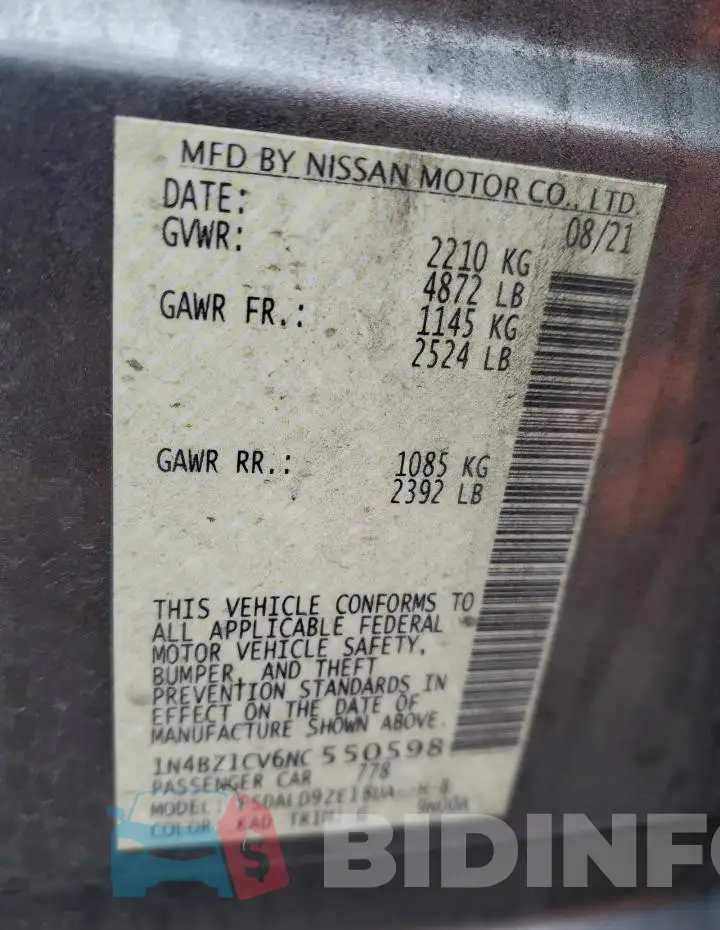 1N4BZ1CV6NC550598 Photo# 12