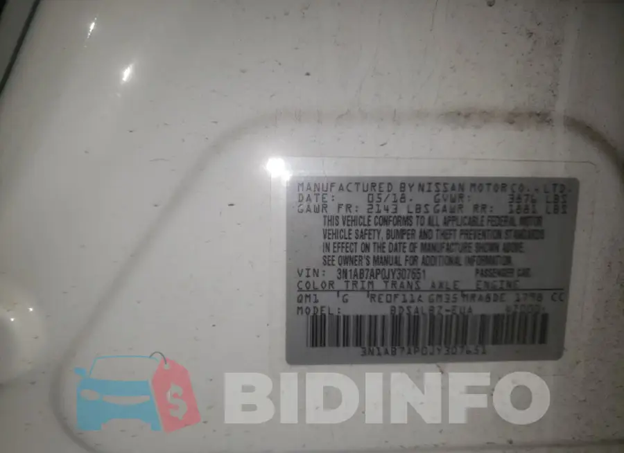 3N1AB7AP0JY307651 Photo# 12