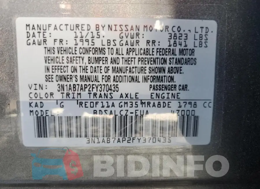 3N1AB7AP2FY370435 Photo# 13