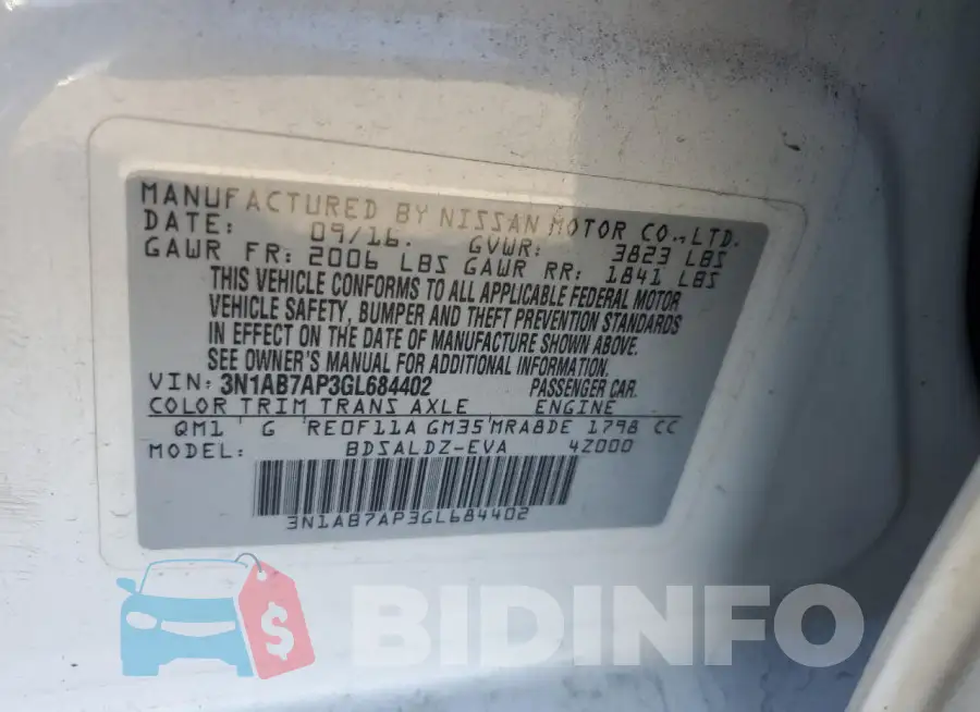 3N1AB7AP3GL684402 Photo# 13