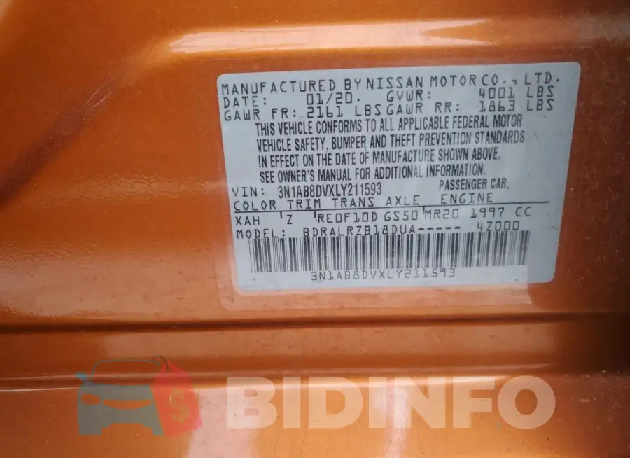 3N1AB8DVXLY211593 Photo# 12