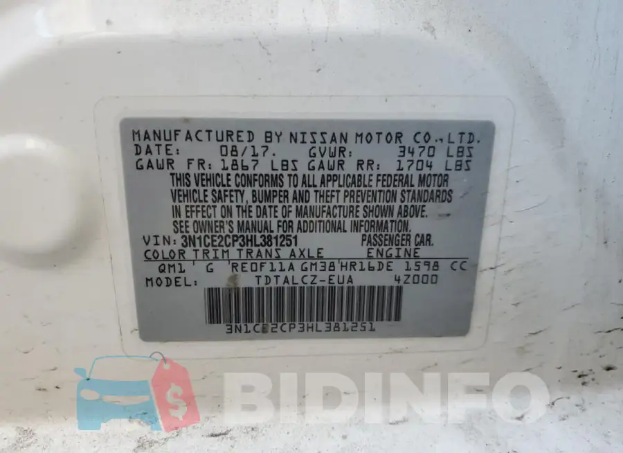 3N1CE2CP3HL381251 Photo# 12