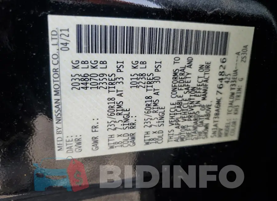 5N1AT3BA6MC764826 Photo# 12